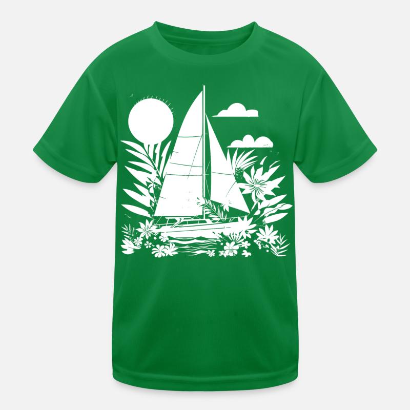 Segeln Comic Look Kinder Funktions-T-Shirt