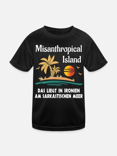 Misanthropical Island Sommer Urlaub Mallorca Fun - Kinder Funktions-T-Shirt - Schwarz - Vorne