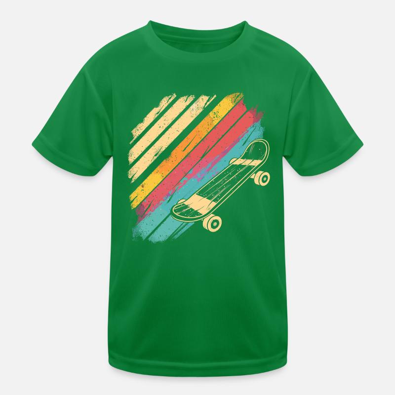 Skateboarding Sketch Retro Kids Functional T-Shirt