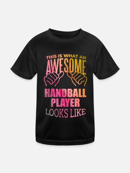 Handball Handball Handball - Kinder Funktions-T-Shirt - Schwarz - Vorne
