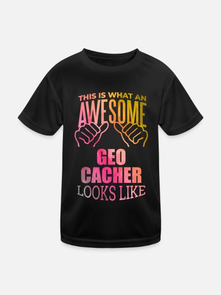 Geocache Geocache Geocache - Kids Functional T-Shirt - black - Front