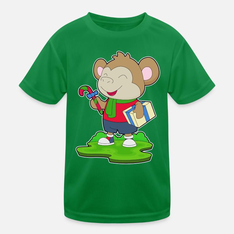Monkey Christmas Package Kids Functional T-Shirt