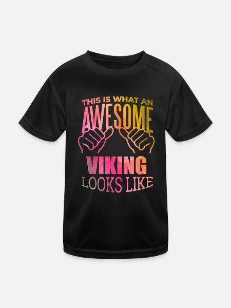 Wikinger, Wikinger, Wikinger, Wikinger - Kinder Funktions-T-Shirt - Schwarz - Vorne