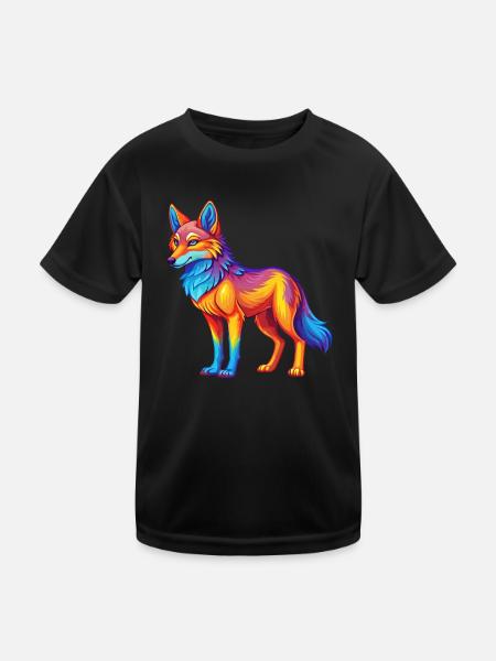 Kojote Bunte Kawaii Cartoon Figur Clipart - Kinder Funktions-T-Shirt - Schwarz - Vorne
