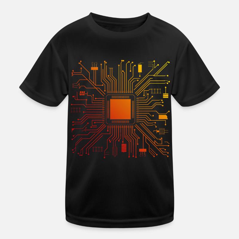 Tech Computer Motherboard Abstract Microchip Kids Functional T-Shirt