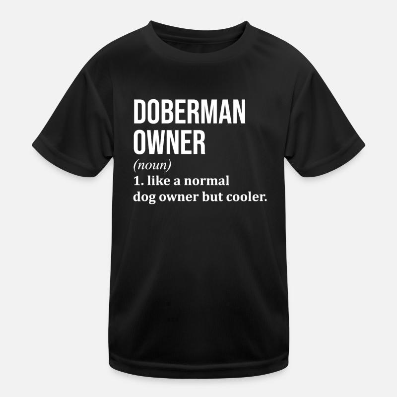Dobermann - Kinder Funktions-T-Shirt - Schwarz