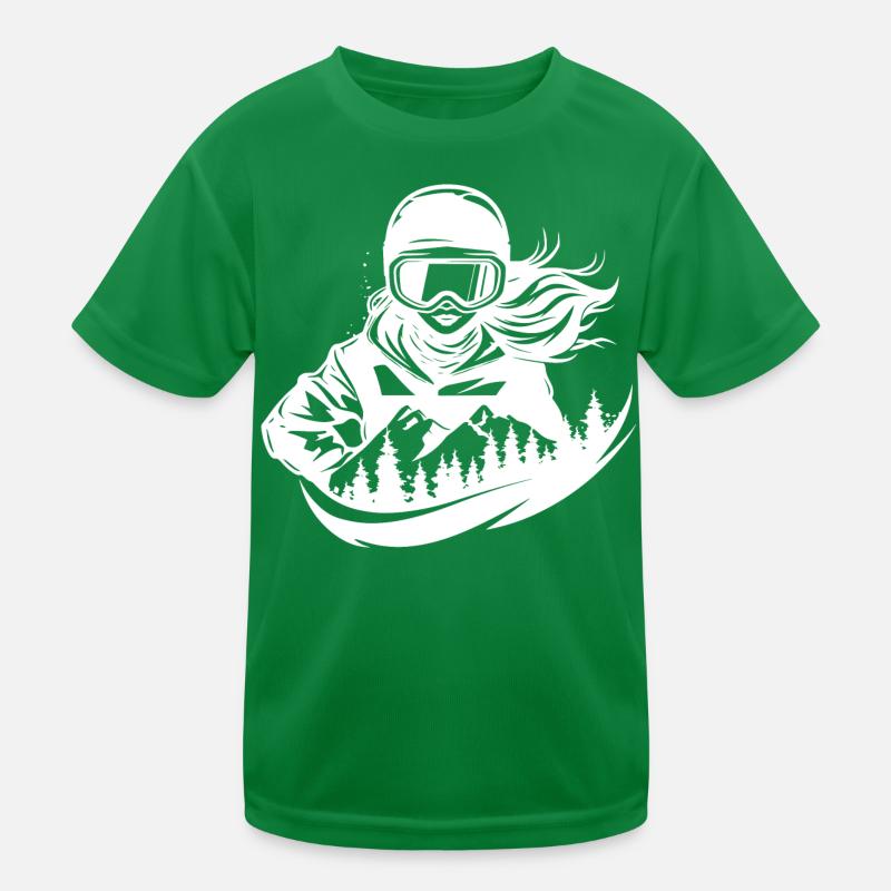 Snowboarderin Mädchen Kinder Funktions-T-Shirt