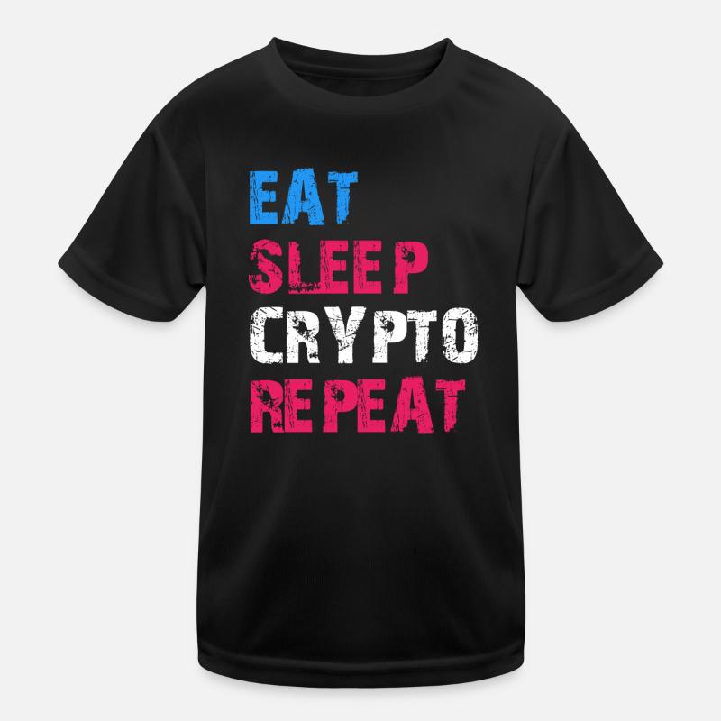 EAT SLEEP CRYPTO REPEAT - Kids Functional T-Shirt - black