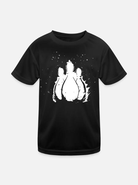 Bowling - Kinder Funktions-T-Shirt - Schwarz - Vorne