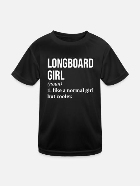 Longboard Longboard Longboard - Kinder Funktions-T-Shirt - Schwarz - Vorne
