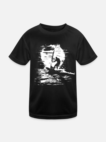 Windsurfer - Kinder Funktions-T-Shirt - Schwarz - Vorne