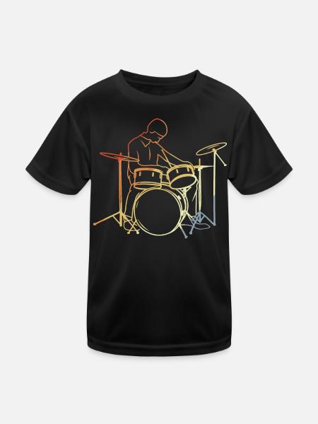 Schlagzeuger Vintage Look - Kinder Funktions-T-Shirt - Schwarz