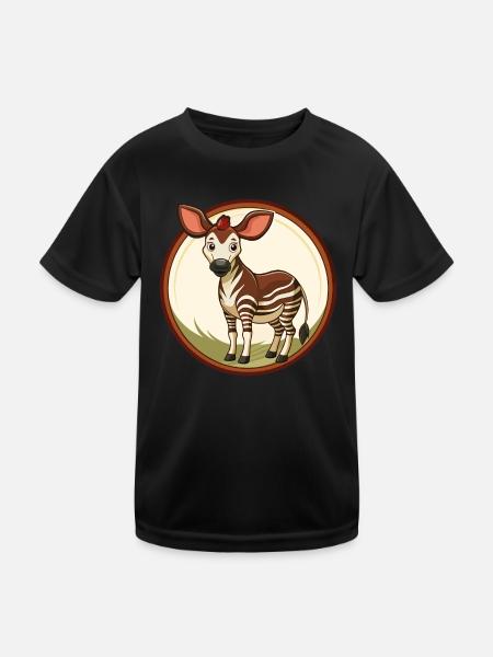 Okapi Bunte Kawaii Cartoon Figur Clipart - Kinder Funktions-T-Shirt - Schwarz