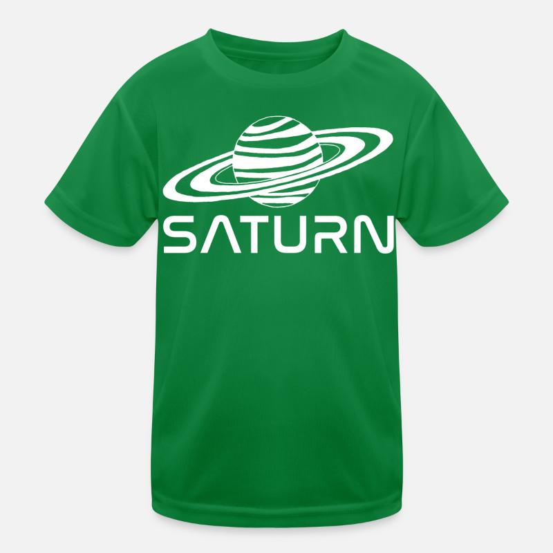 White Saturn Planet Kids Functional T-Shirt