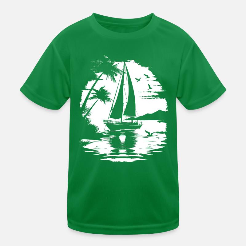 Sailing Drawing Kids Functional T-Shirt