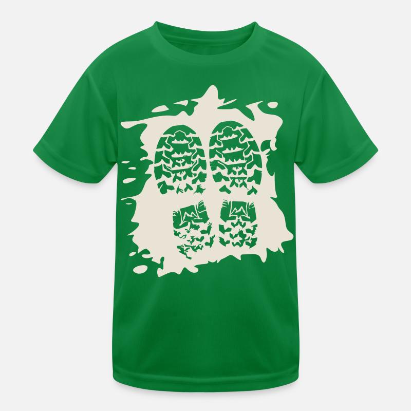 Twin Trails - Shoe Prints [White] Kids Functional T-Shirt