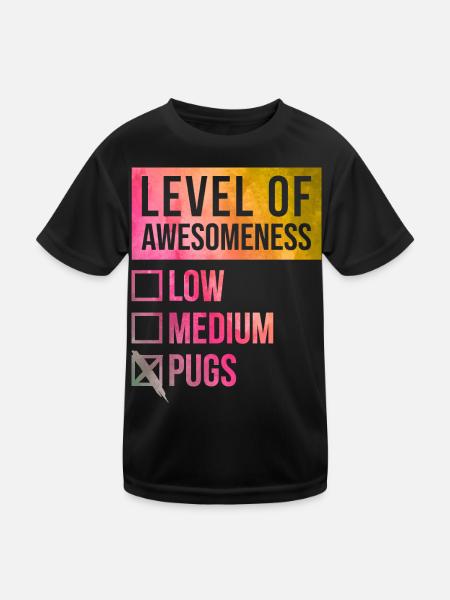 Pug Pug Pug - Kids Functional T-Shirt - black - Front