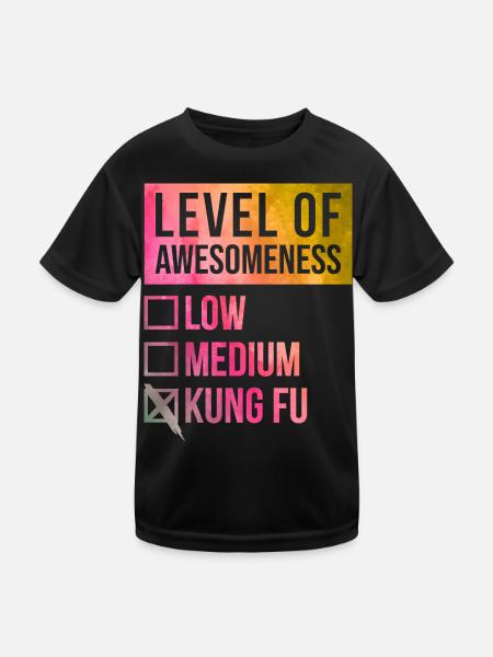 Kung Fu Kung Fu Kung Fu - Kinder Funktions-T-Shirt - Schwarz - Vorne