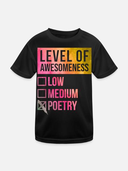 Poesie Poesie Poesie Poesie - Kinder Funktions-T-Shirt - Schwarz - Vorne