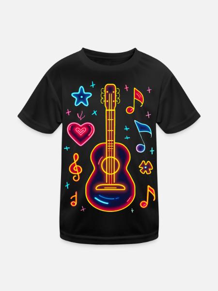 Retro Ukulele Retrowave - Kids Functional T-Shirt - black - Front
