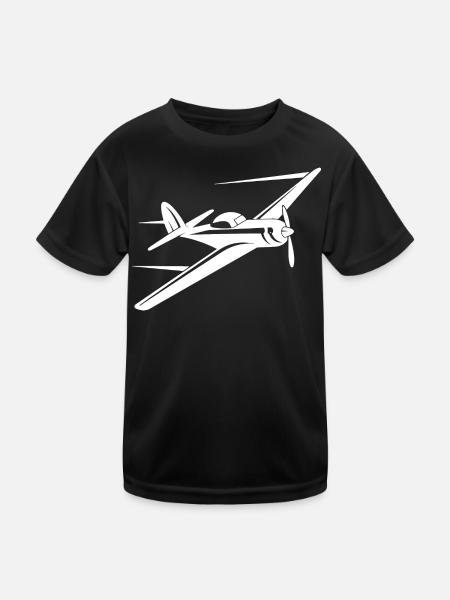 Propeller Plane Sketch - Kids Functional T-Shirt - black - Front