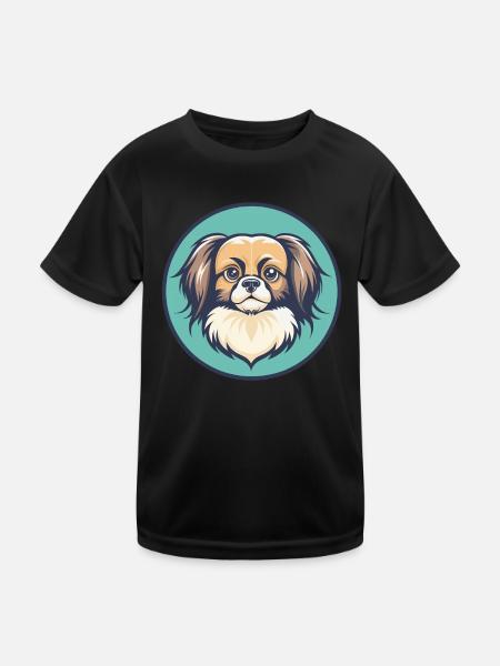 Tibetischer Spaniel Hund Rasse Cartoon Kawaii Clipart - Kinder Funktions-T-Shirt - Schwarz - Vorne
