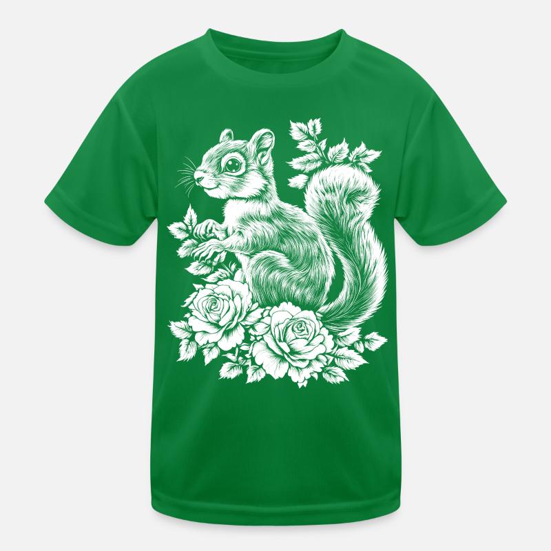 Hörnchen Rose Blumen Ästhetik Eichhörnchen Kinder Funktions-T-Shirt