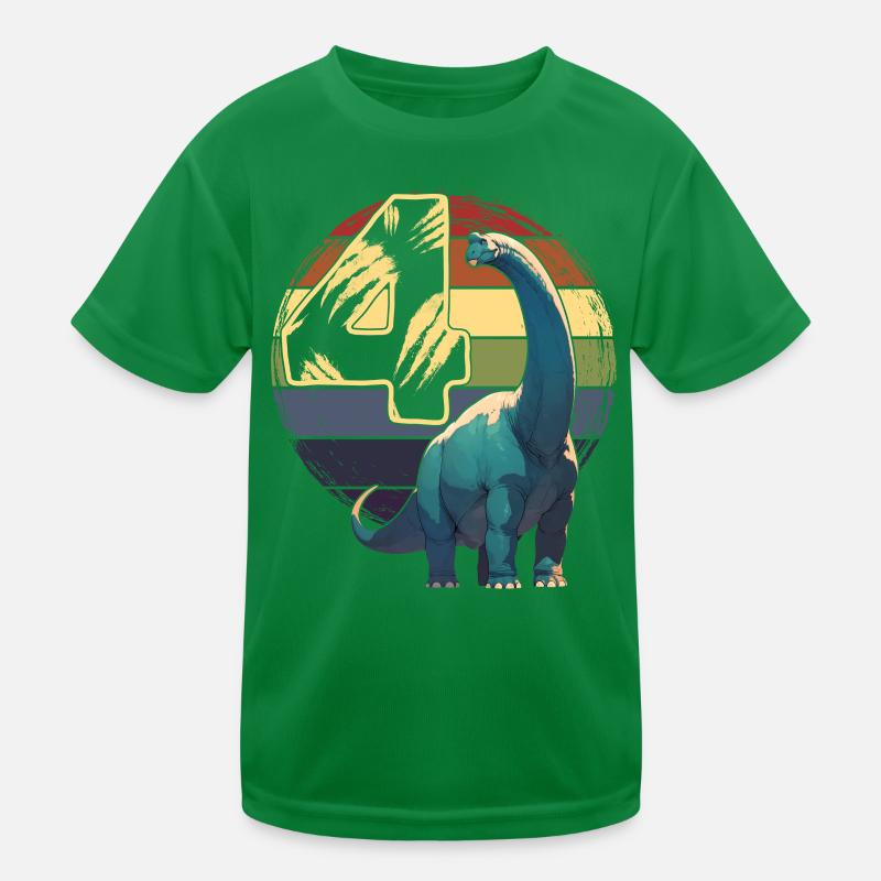 Brachiosaurus 4 Years 4th Birthday Gift Kids Functional T-Shirt