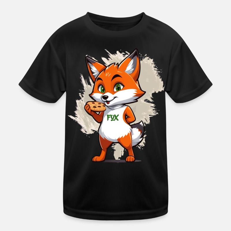 Fuchs mit Keksen - Kinder Funktions-T-Shirt - Schwarz