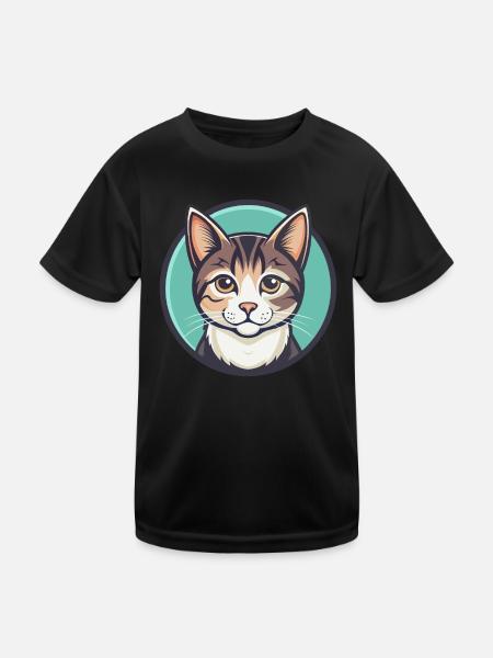 Hauskatze Rasse Karikatur Kawaii Tier Haustier - Kinder Funktions-T-Shirt - Schwarz - Vorne