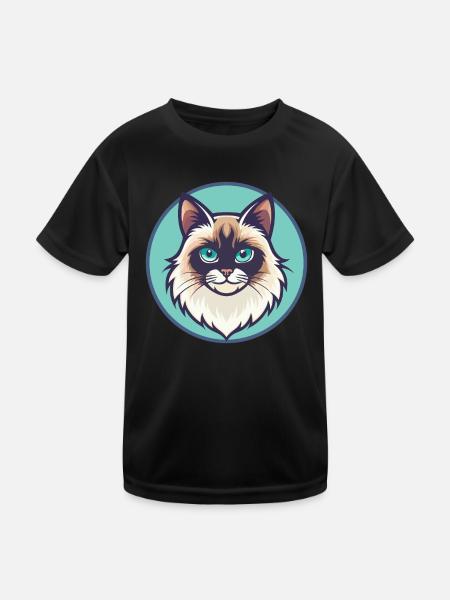 Neva Maskerade Katze Rasse Cartoon Kawaii Tier - Kinder Funktions-T-Shirt - Schwarz - Vorne