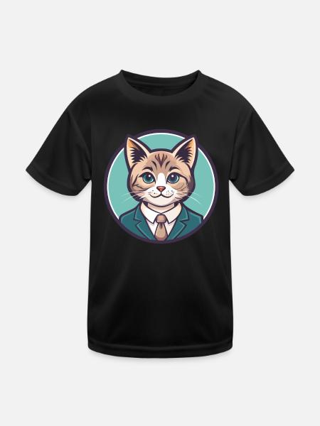 Chantilly Tiffany Cat Breed Cartoon Kawaii Animal - Kids Functional T-Shirt - black - Front