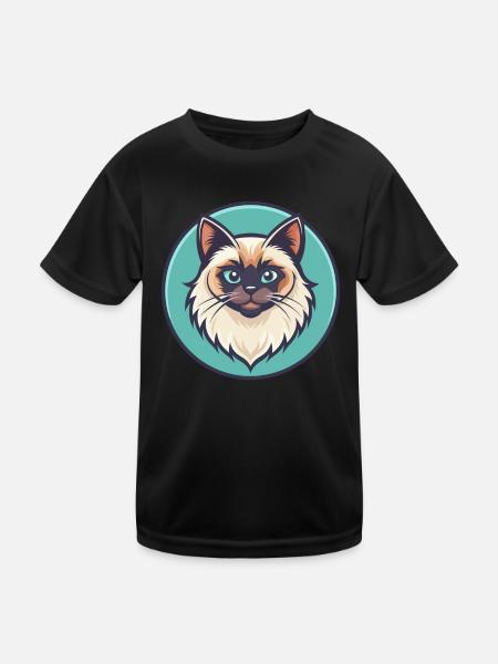 Himalaya-Katzenrasse Karikatur Kawaii Tier Haustier - Kinder Funktions-T-Shirt - Schwarz - Vorne