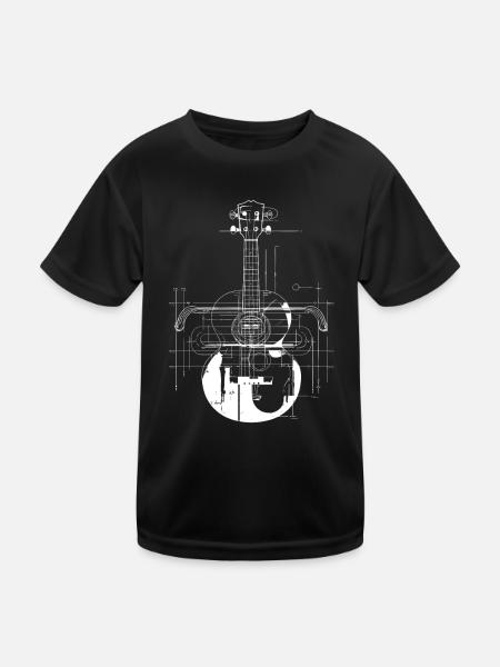 Ukulele Drawing - Kids Functional T-Shirt - black