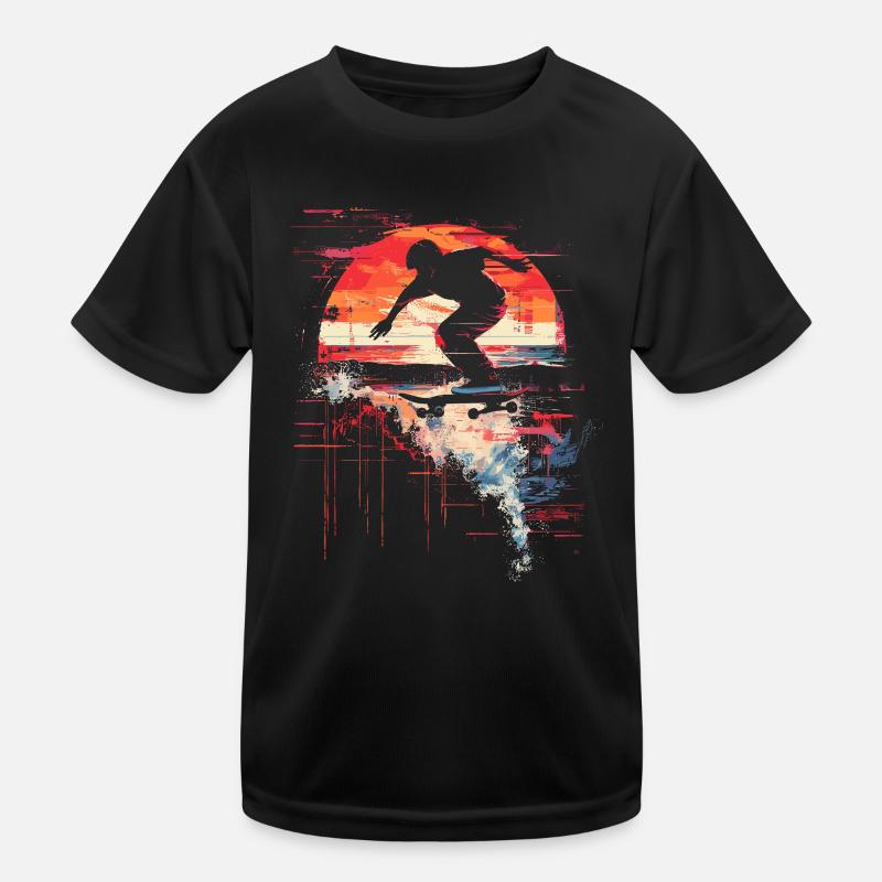 Skateboarder Steamwave Kids Functional T-Shirt