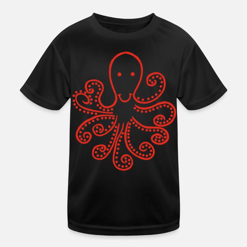 Strange red octopus Kids Functional T-Shirt