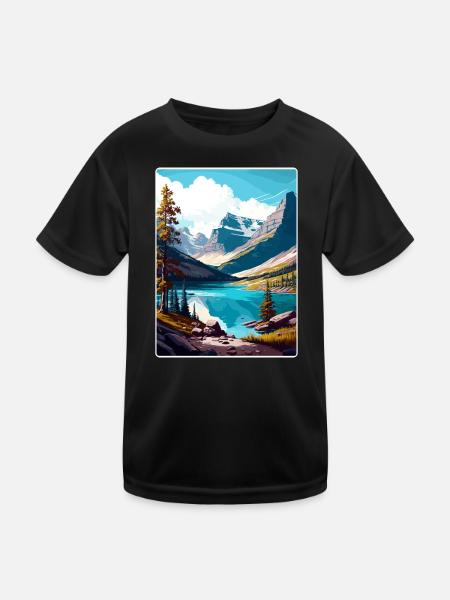 Glacier National Park Travel Poster Souvenir WPA - Kids Functional T-Shirt - black - Front