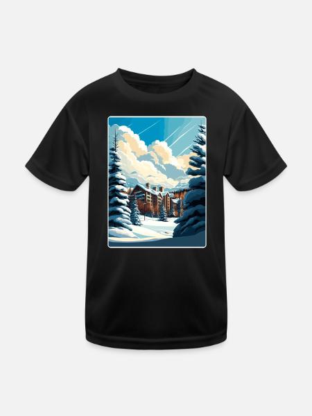 Beaver Creek Ski Reise Poster Souvenir Farbe WPA - Kinder Funktions-T-Shirt - Schwarz - Vorne