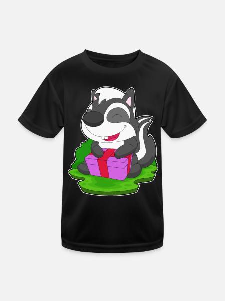 Skunk Christmas Package - Kids Functional T-Shirt - black - Front