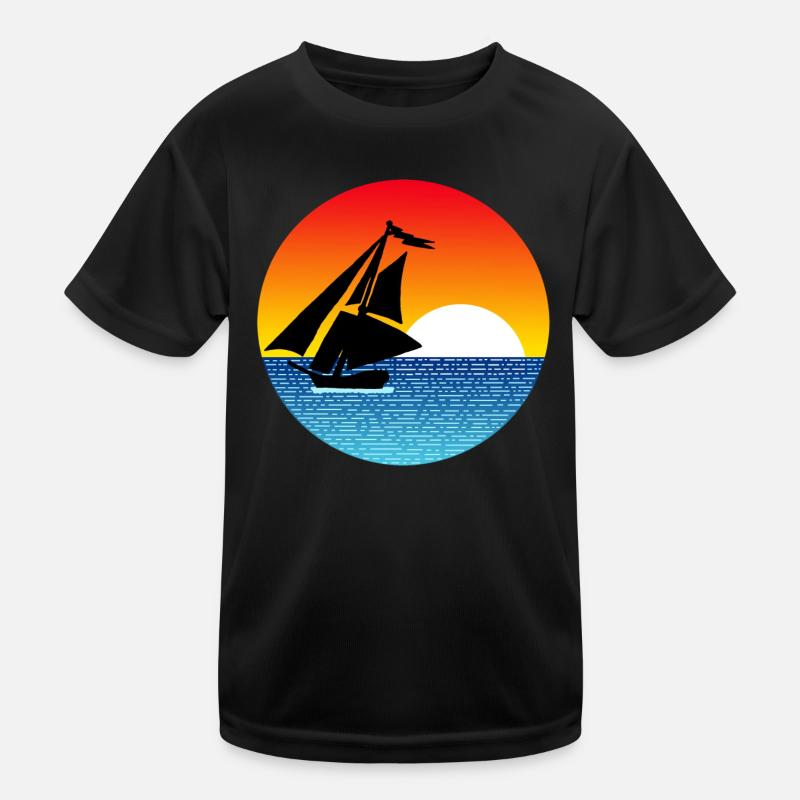 Boat and sunset Kids Functional T-Shirt