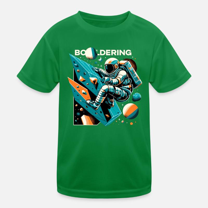 Bouldering Astronaut Spaceman Gift Kids Functional T-Shirt