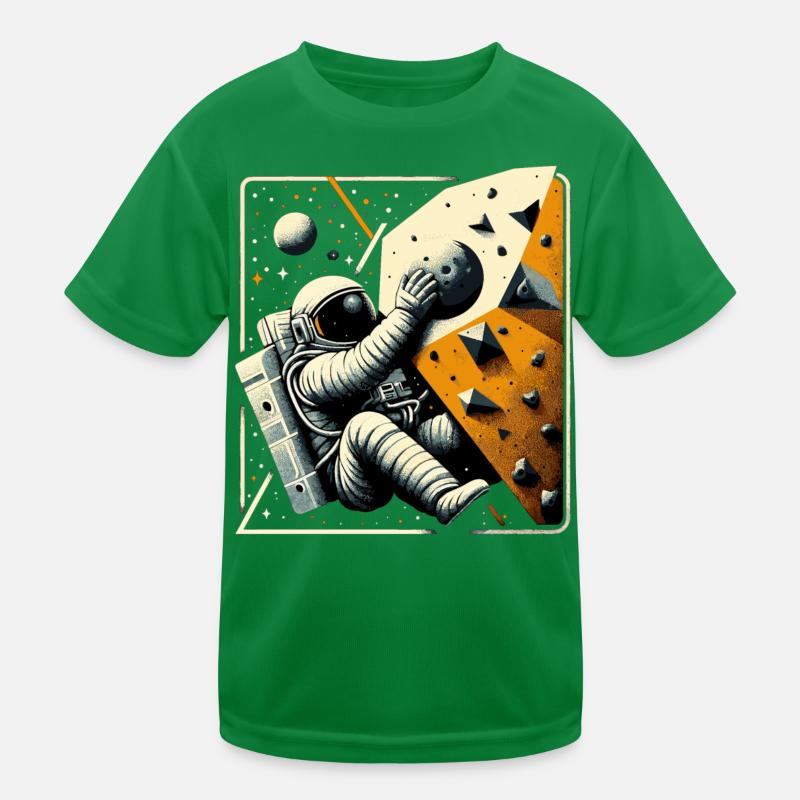 Bouldering Astronaut Spaceman Gift Kids Functional T-Shirt
