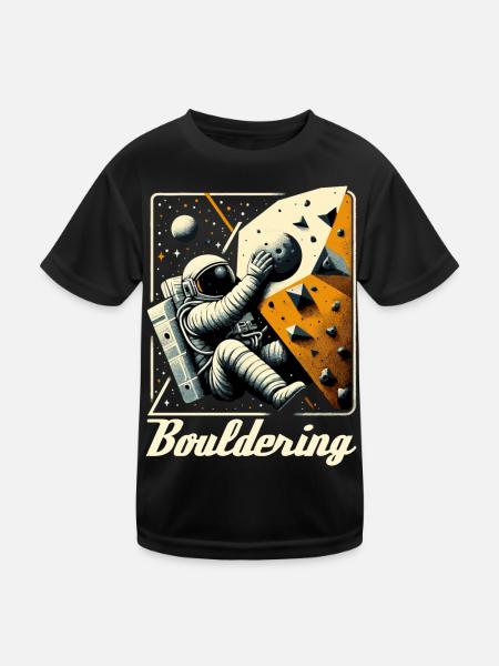 Bouldern Astronaut Raumfahrer Geschenk - Kinder Funktions-T-Shirt - Schwarz - Vorne