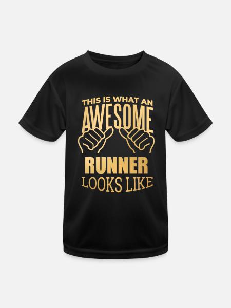 Running Running Running - Kids Functional T-Shirt - black - Front