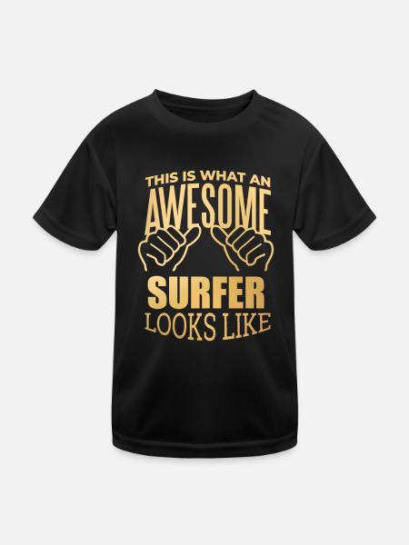 Surfeur Surfeur Surfeur - T-shirt sport Enfant - noir - Devant