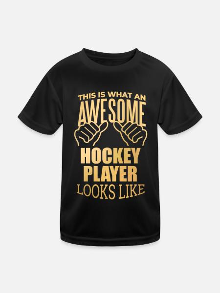 Hockey Hockey Hockey - Kinder Funktions-T-Shirt - Schwarz - Vorne