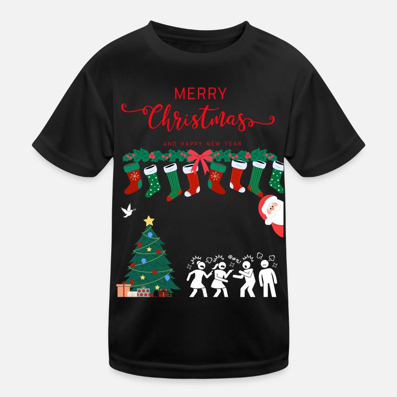 Frohe Weihnachten - Kinder Funktions-T-Shirt - Schwarz