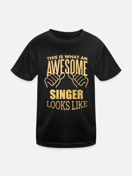 singen - Kinder Funktions-T-Shirt - Schwarz - Vorne