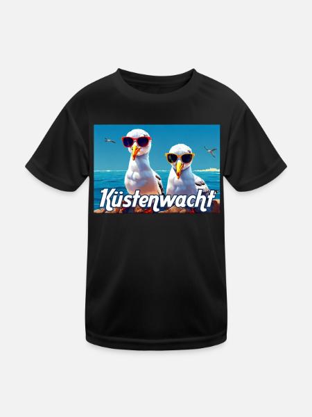 Coast Guard Seagulls - Kids Functional T-Shirt - black - Front