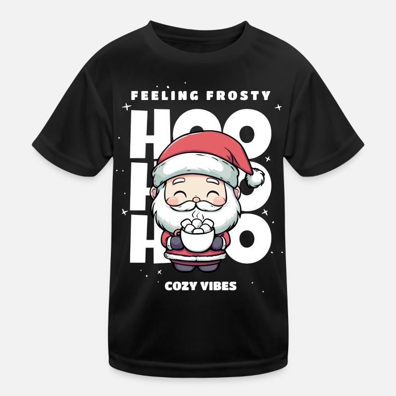 Weihnachten Pullover - Weihnachtsmann, Geschenk - Kinder Funktions-T-Shirt - Schwarz